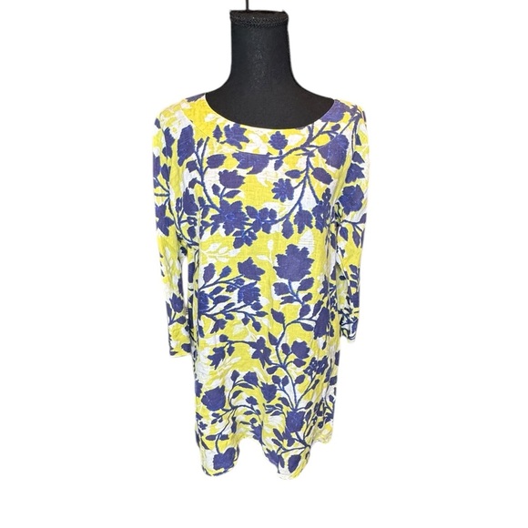 Tyler Boe Linen Floral Tunic Dress - Size M - 100% Linen Spring Vacation B199 - Picture 1 of 10